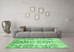 Machine Washable Abstract Emerald Green Modern Area Rugs in a Living Room,, wshabs3108emgrn