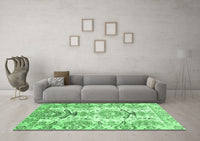 Machine Washable Abstract Emerald Green Modern Rug, wshabs3108emgrn