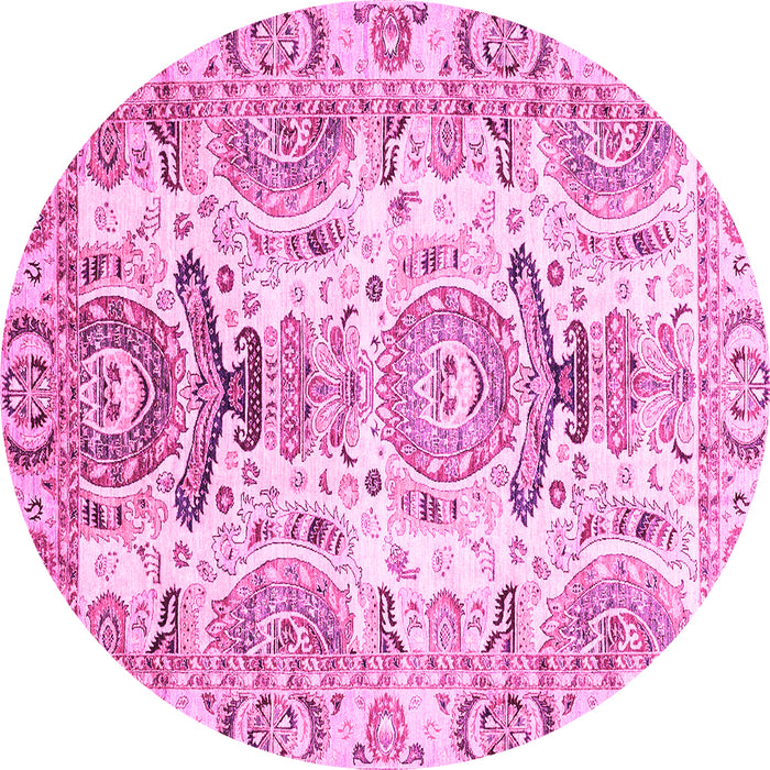 Round Abstract Pink Modern Rug, abs3108pnk