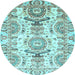 Round Machine Washable Abstract Light Blue Modern Rug, wshabs3108lblu