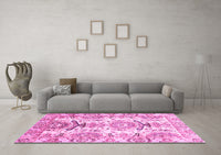 Machine Washable Abstract Pink Modern Rug, wshabs3108pnk