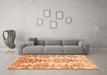 Machine Washable Abstract Orange Modern Area Rugs in a Living Room, wshabs3108org