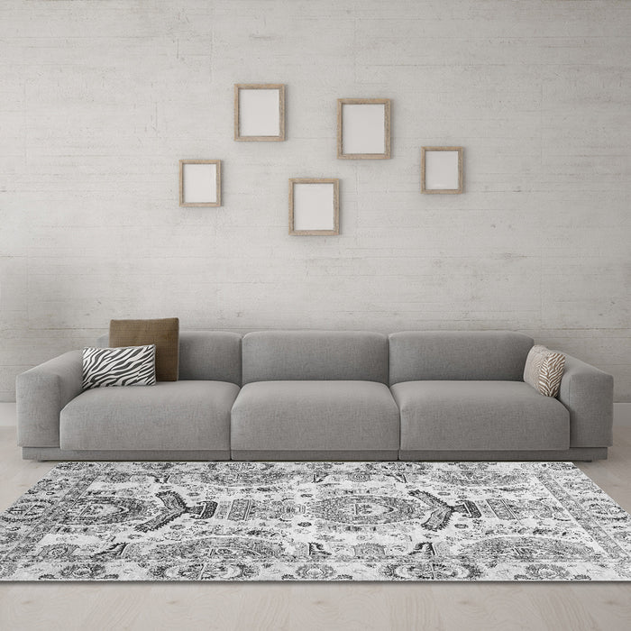 Machine Washable Abstract Gray Modern Rug in a Living Room,, wshabs3108gry