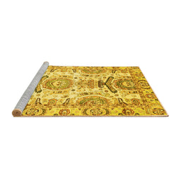 Sideview of Machine Washable Abstract Yellow Modern Rug, wshabs3108yw