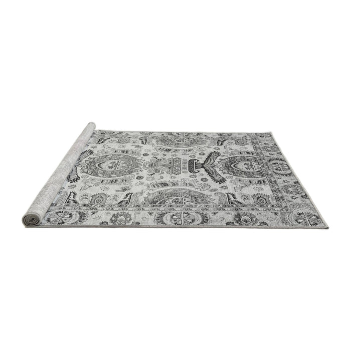 Sideview of Machine Washable Abstract Gray Modern Rug, wshabs3108gry