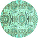 Round Abstract Turquoise Modern Rug, abs3108turq