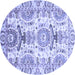 Round Machine Washable Abstract Blue Modern Rug, wshabs3108blu