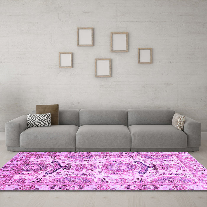 Machine Washable Abstract Purple Modern Area Rugs in a Living Room, wshabs3108pur
