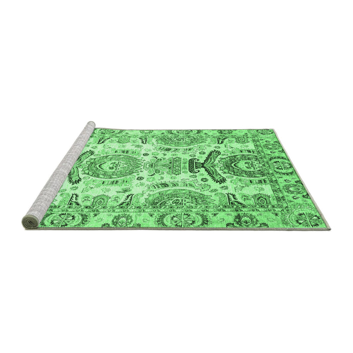 Sideview of Machine Washable Abstract Emerald Green Modern Area Rugs, wshabs3108emgrn