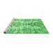 Sideview of Machine Washable Abstract Emerald Green Modern Area Rugs, wshabs3108emgrn