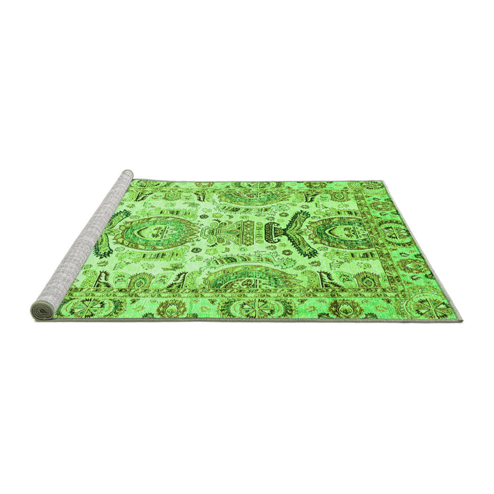 Sideview of Machine Washable Abstract Green Modern Area Rugs, wshabs3108grn