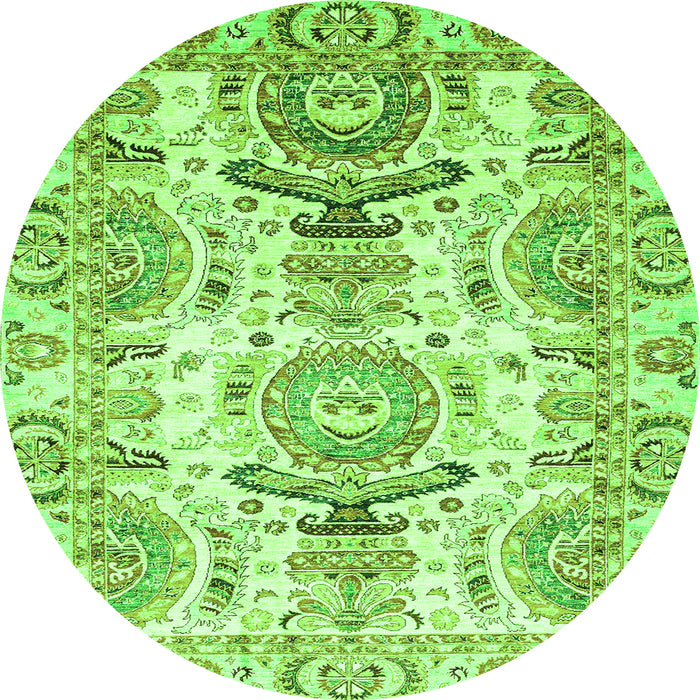 Round Machine Washable Abstract Green Modern Area Rugs, wshabs3108grn