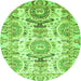 Round Machine Washable Abstract Green Modern Area Rugs, wshabs3108grn