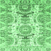 Square Machine Washable Abstract Emerald Green Modern Area Rugs, wshabs3108emgrn