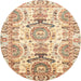 Round Machine Washable Abstract Chocolate Brown Rug, wshabs3108