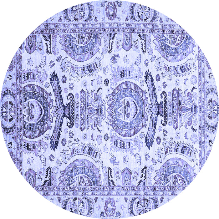 Round Abstract Blue Modern Rug, abs3108blu