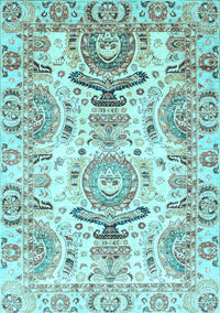 Abstract Light Blue Modern Rug, abs3108lblu