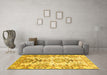 Machine Washable Abstract Yellow Modern Rug in a Living Room, wshabs3108yw