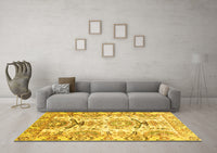 Machine Washable Abstract Yellow Modern Rug, wshabs3108yw