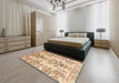 Machine Washable Abstract Chocolate Brown Rug in a Bedroom, wshabs3108