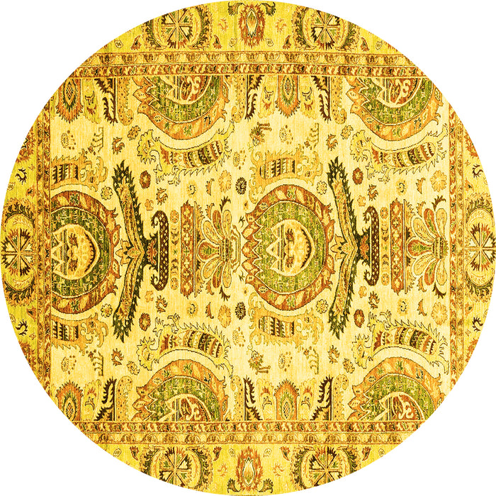 Round Abstract Yellow Modern Rug, abs3108yw