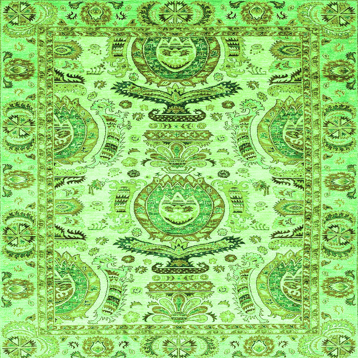 Square Machine Washable Abstract Green Modern Area Rugs, wshabs3108grn