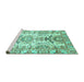 Sideview of Machine Washable Abstract Turquoise Modern Area Rugs, wshabs3108turq