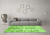 Machine Washable Abstract Green Modern Rug, wshabs3108grn