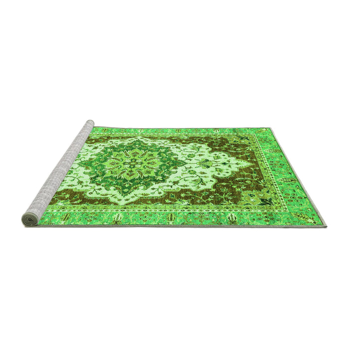 Sideview of Machine Washable Abstract Green Modern Area Rugs, wshabs3109grn