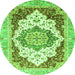 Round Abstract Green Modern Rug, abs3109grn