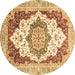 Round Abstract Brown Modern Rug, abs3109brn