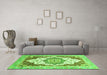 Machine Washable Abstract Green Modern Area Rugs in a Living Room,, wshabs3109grn