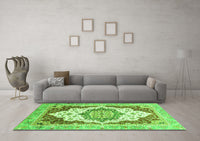 Machine Washable Abstract Green Modern Rug, wshabs3109grn