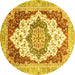 Round Machine Washable Abstract Yellow Modern Rug, wshabs3109yw