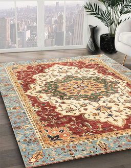 Abstract Red Modern Rug in Family Room, abs3109