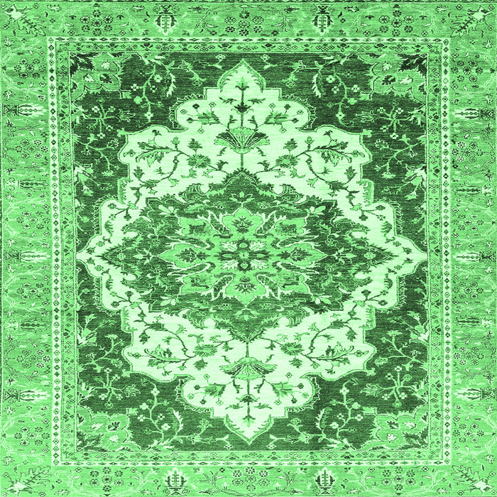 Square Abstract Emerald Green Modern Rug, abs3109emgrn