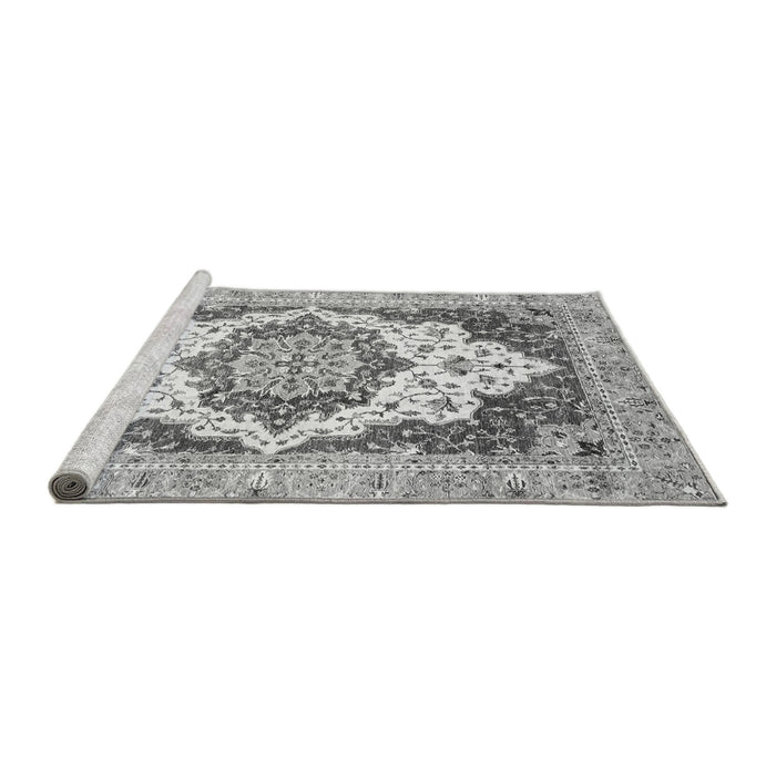 Sideview of Machine Washable Abstract Gray Modern Rug, wshabs3109gry