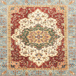 Square Machine Washable Abstract Red Rug, wshabs3109