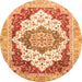 Round Abstract Orange Modern Rug, abs3109org