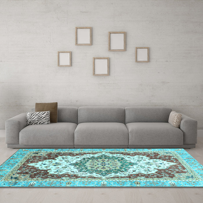Machine Washable Abstract Light Blue Modern Rug in a Living Room, wshabs3109lblu