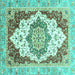 Square Abstract Turquoise Modern Rug, abs3109turq