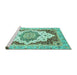 Sideview of Machine Washable Abstract Turquoise Modern Area Rugs, wshabs3109turq