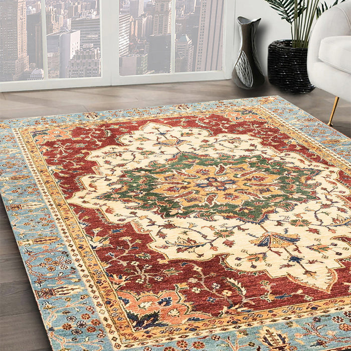Machine Washable Abstract Red Rug in a Family Room, wshabs3109