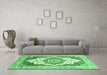 Machine Washable Abstract Emerald Green Modern Area Rugs in a Living Room,, wshabs3109emgrn