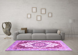 Machine Washable Abstract Purple Modern Area Rugs in a Living Room, wshabs3109pur