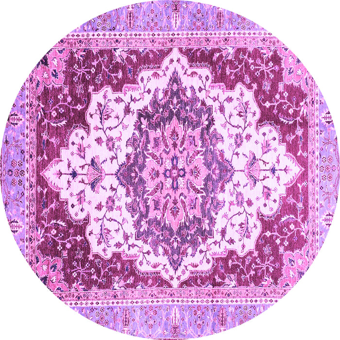 Round Machine Washable Abstract Purple Modern Area Rugs, wshabs3109pur