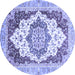 Round Abstract Blue Modern Rug, abs3109blu