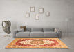 Machine Washable Abstract Orange Modern Area Rugs in a Living Room, wshabs3109org