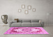 Machine Washable Abstract Pink Modern Rug in a Living Room, wshabs3109pnk