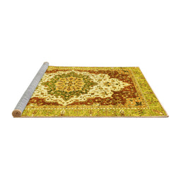 Sideview of Machine Washable Abstract Yellow Modern Rug, wshabs3109yw